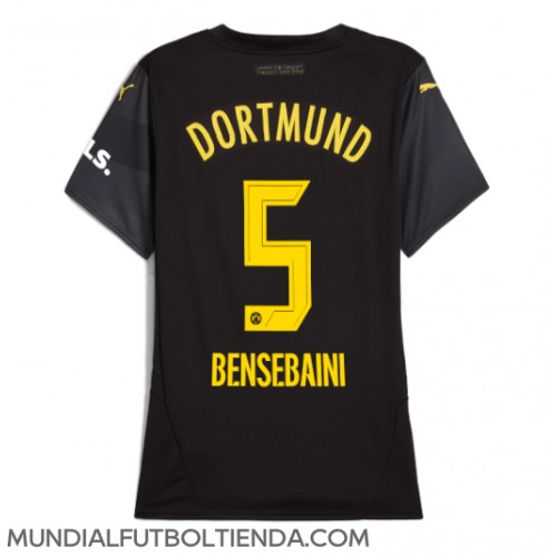 Camiseta Borussia Dortmund Ramy Bensebaini #5 Segunda Equipación Replica 2024-25 para mujer mangas cortas